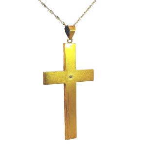 Zlatý přívěs s tyrkysem, kříž, 18 k