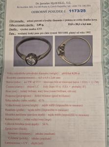 Zlatý prsten z bílého zlata s diamantem 0,39 ct, vel. 56