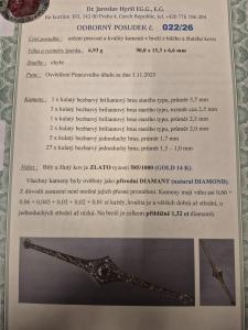 Starožitná zlatá brož s diamanty, Art-deco