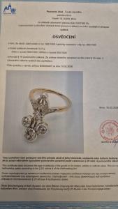 Starožitný zlatý prsten s diamanty, vel. 53