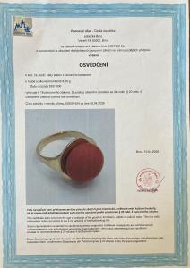 Zlatý prsten s korálem, vel. 54,5