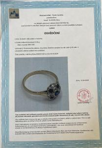 Zlatý prsten s diamanty a safíry, vel. 52