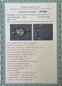 Starožitný zlatý prsten s diamantem, první republika, vel. 53