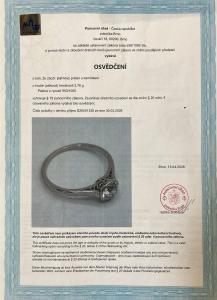 Platinový prsten s diamantem, vel. 53