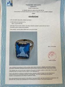 Zlatý prsten s akvamarínem, vel. 53