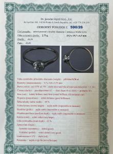 Platinový prsten s diamantem, vel. 53